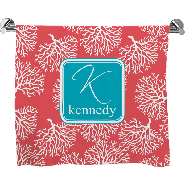 Custom Coral & Teal Bath Towel (Personalized)