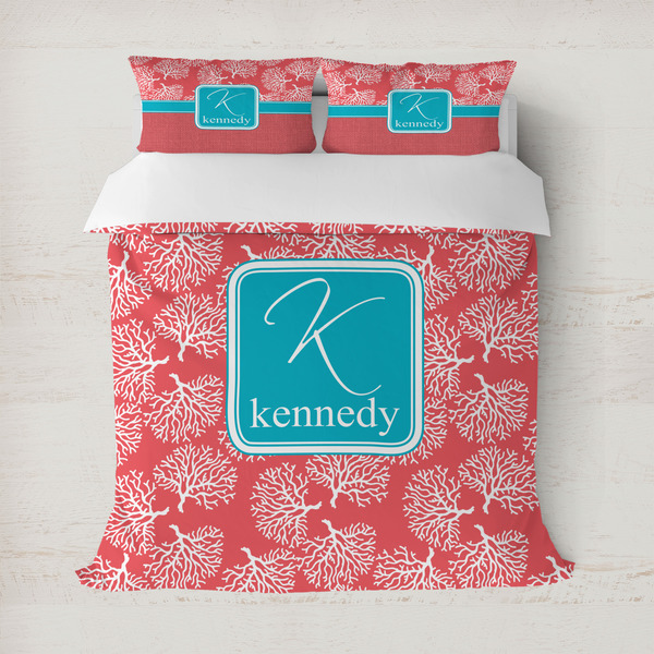 Custom Coral & Teal Duvet Cover (Personalized)