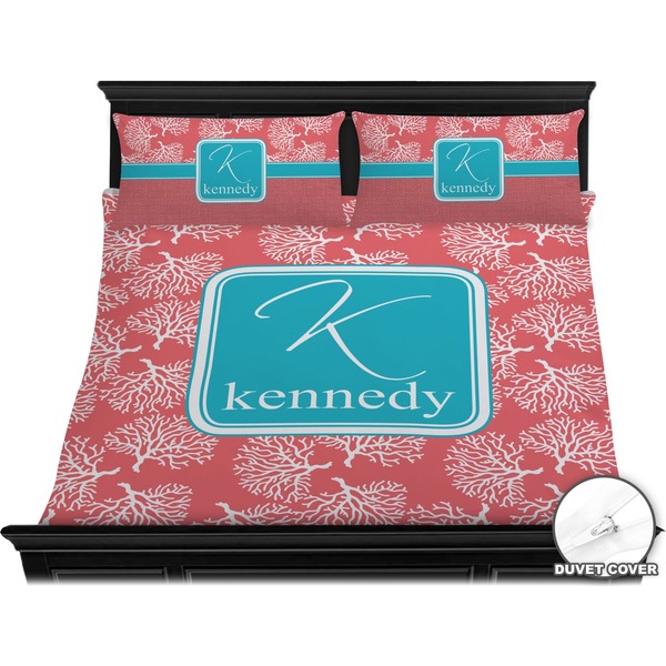 Coral & Teal Bedding Set (King) - Duvet