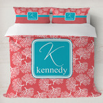 Coral & Teal Duvet Cover Set - King (Personalized)