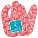 Coral & Teal Baby Bib w/ Name and Initial