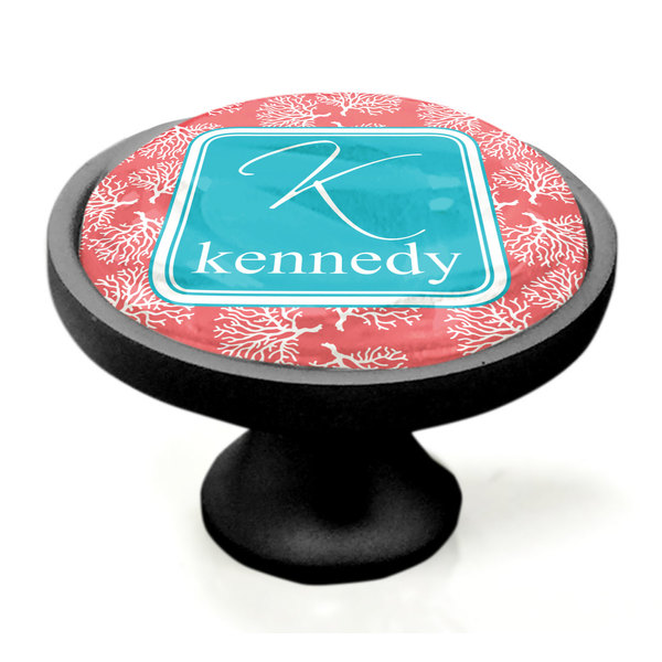 Coral & Teal Black Custom Cabinet Knob (Side)