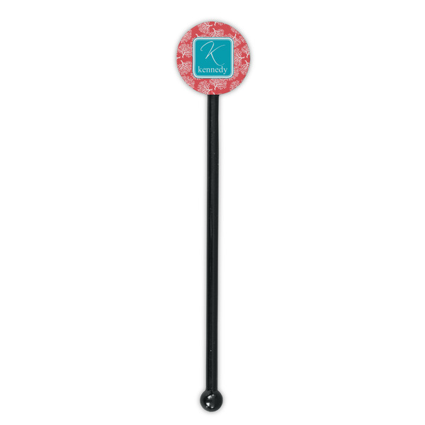 Coral & Teal Black Plastic 5.5" Stir Stick - Round - Single Stick