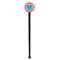 Coral & Teal Black Plastic 7" Stir Stick - Round - Single Stick