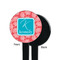 Coral & Teal Black Plastic 7" Stir Stick - Single Sided - Round - Front & Back