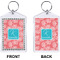 Coral & Teal Bling Keychain (Front + Back)