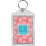 Coral & Teal Bling Keychain (Personalized)