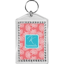 Coral & Teal Bling Keychain (Personalized)