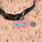 Coral & Teal Bone Shaped Dog ID Tag - Small - In Context