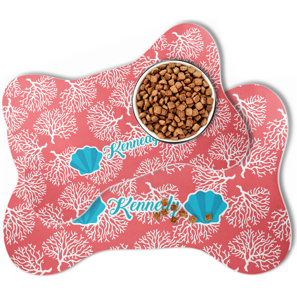 Coral & Teal Bone Shaped Dog Mats - MAIN
