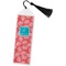 Coral & Teal Bookmark with tassel - Flat
