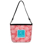 Coral & Teal Bucket Bag w/ Genuine Leather Trim (Personalized)