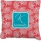 Coral & Teal Faux-Linen Throw Pillow 18" (Personalized)