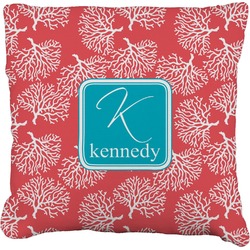 Coral & Teal Faux-Linen Throw Pillow 20" (Personalized)