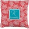 Coral & Teal Faux-Linen Throw Pillow 20" (Personalized)