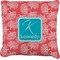 Coral & Teal Personalized Burlap Pillow Case