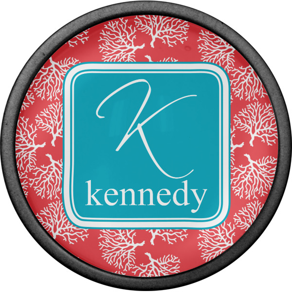 Coral & Teal Cabinet Knob - Black - Front