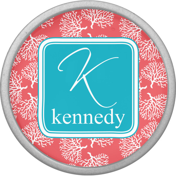 Coral & Teal Cabinet Knob - Nickel - Front