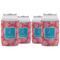 Coral & Teal Can Cooler (12 oz) - Set of 4 w/ Name and Initial