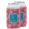 Coral & Teal Can Cooler (12 oz) w/ Name and Initial
