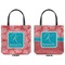 Coral & Teal Canvas Tote - Front and Back