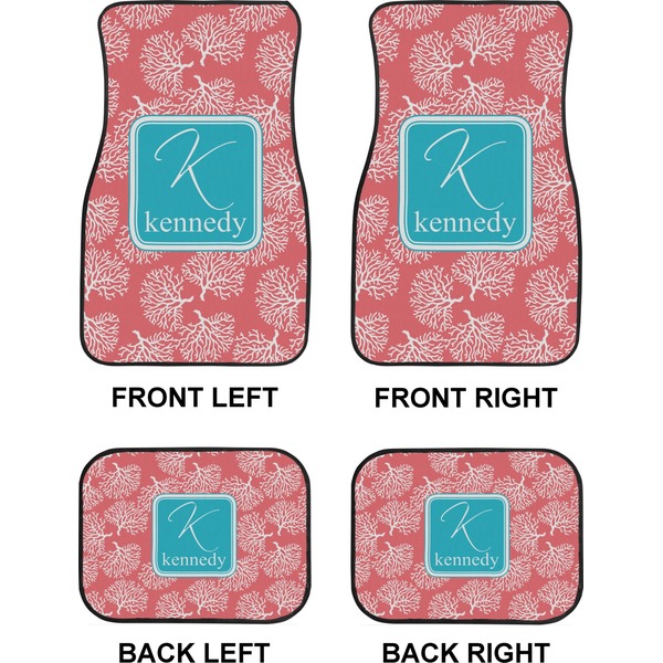 Coral & Teal Car Floor Mats Set (2F + 2B)