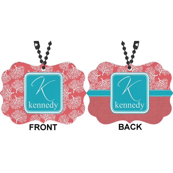 Coral & Teal Car Ornament (Approval)