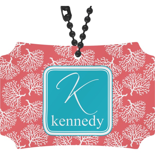 Custom Coral & Teal Rear View Mirror Ornament (Personalized)