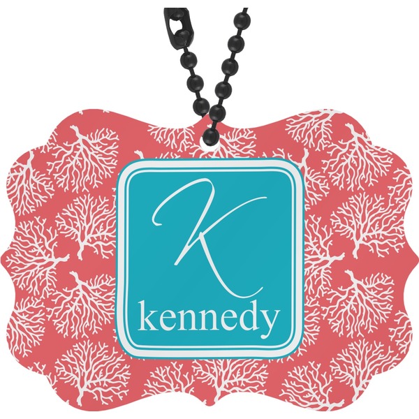 Custom Coral & Teal Rear View Mirror Decor (Personalized)