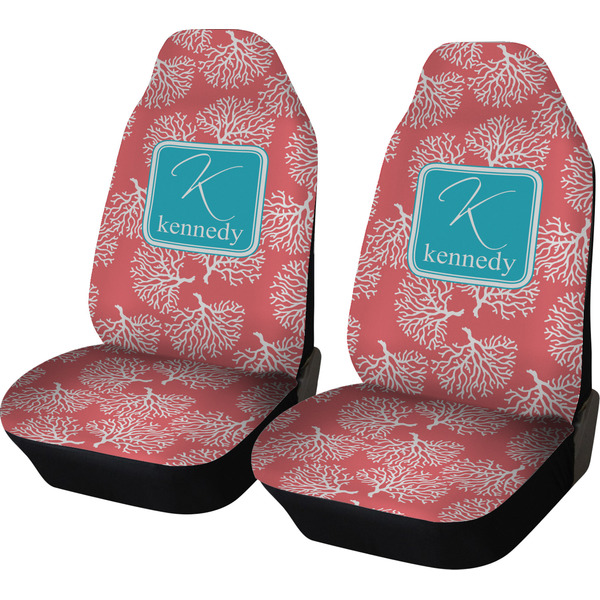 Custom Coral & Teal Car Seat Covers (Set of Two) (Personalized)