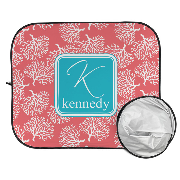 Coral & Teal Car Sun Shades - FOLDED & UNFOLDED