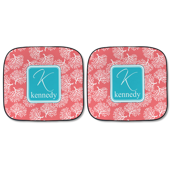 Coral & Teal Car Sun Shades - FRONT