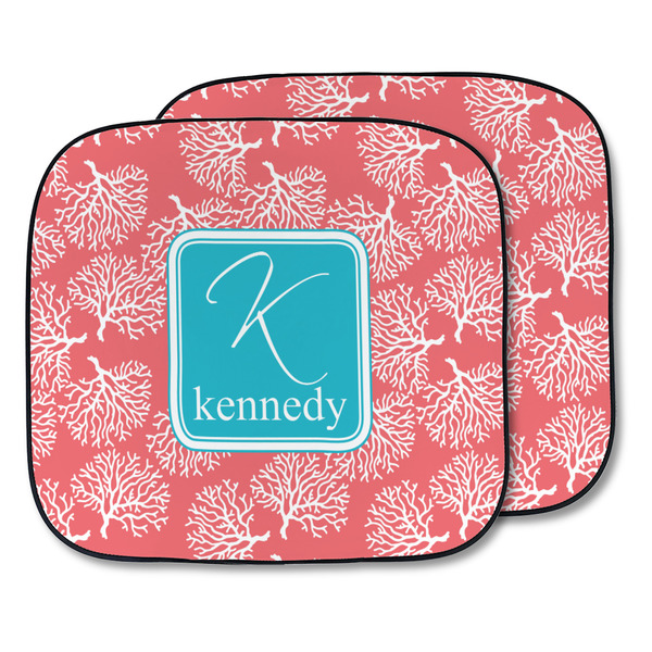 Custom Coral & Teal Car Sun Shade - Two Piece (Personalized)
