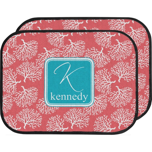 Custom Coral & Teal Car Floor Mats (Back Seat) (Personalized)