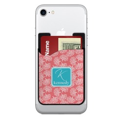 Coral & Teal 2-in-1 Cell Phone Credit Card Holder & Screen Cleaner (Personalized)