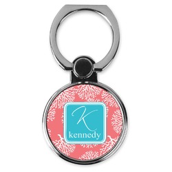 Coral & Teal Cell Phone Ring Stand & Holder (Personalized)