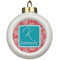Coral & Teal Ceramic Ball Ornament (Personalized)