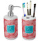 Coral & Teal Ceramic Bathroom Accessories