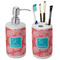 Coral & Teal Ceramic Bathroom Accessories Set (Personalized)