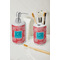 Coral & Teal Ceramic Bathroom Accessories - LIFESTYLE (toothbrush holder & soap dispenser)
