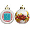 Coral & Teal Ceramic Christmas Ornament - Poinsettias (APPROVAL)
