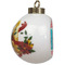 Coral & Teal Ceramic Christmas Ornament - Poinsettias (Side View)