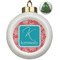 Coral & Teal Ceramic Christmas Ornament - Xmas Tree (Front View)
