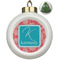 Coral & Teal Ceramic Ball Ornament - Christmas Tree (Personalized)