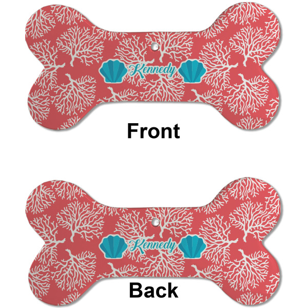 Coral & Teal Ceramic Flat Ornament - Bone Front & Back (APPROVAL)