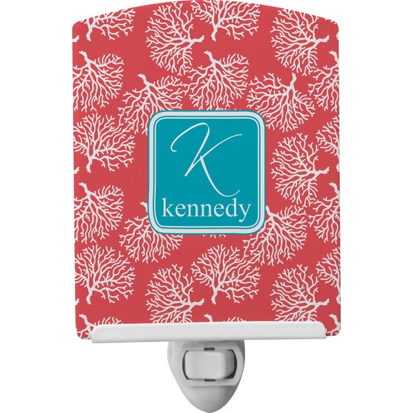 Custom Coral & Teal Ceramic Night Light (Personalized)
