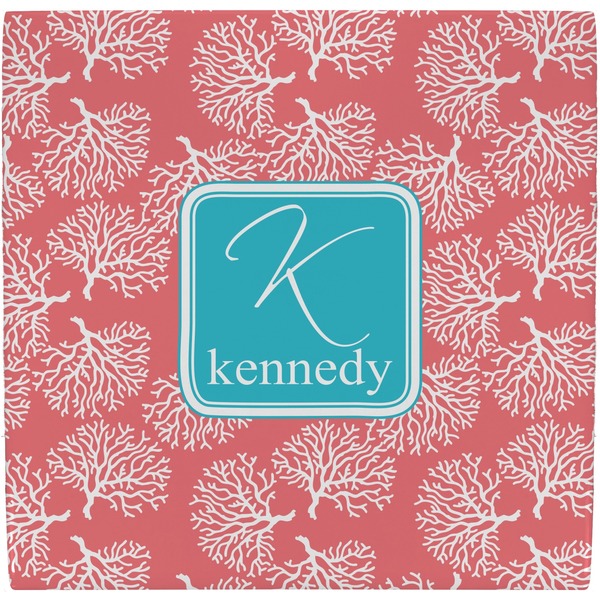 Custom Coral & Teal Ceramic Tile Hot Pad (Personalized)