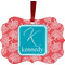 Coral & Teal Christmas Ornament (Front View)
