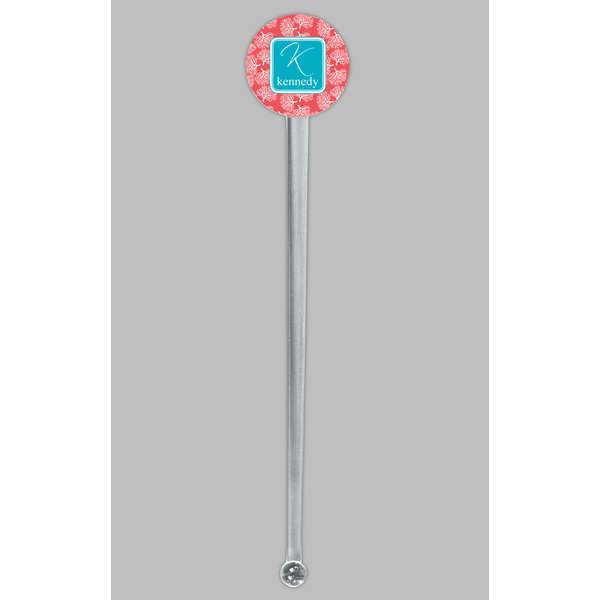 Coral & Teal Clear Plastic 7" Stir Stick - Round - Single Stick