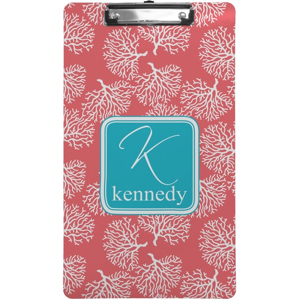 Custom Coral & Teal Clipboard (Legal Size) (Personalized)